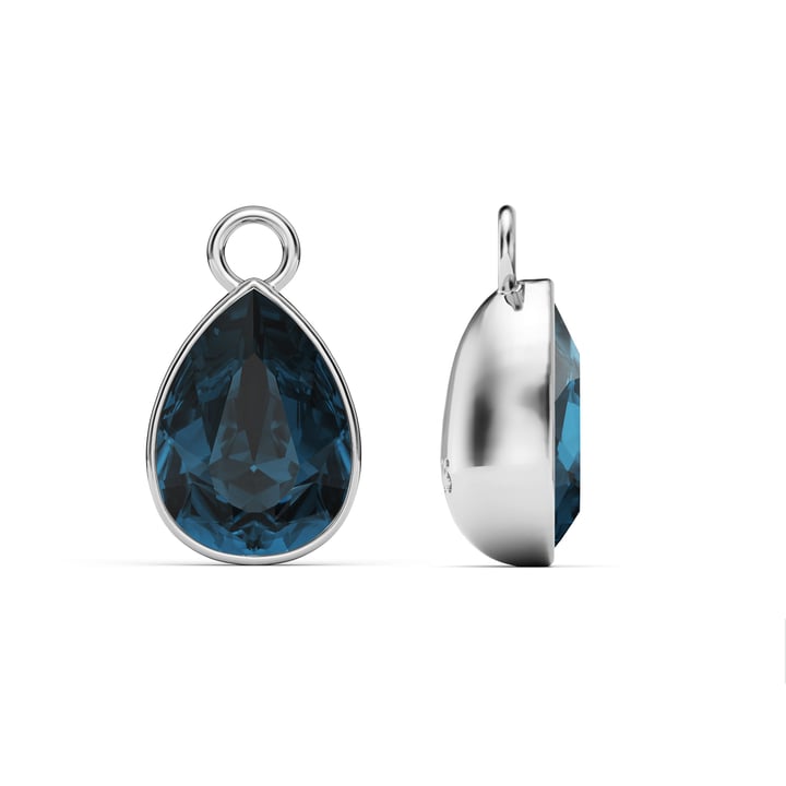 Statement Teardrop Mix Charms with Montana Swarovski Crystals Rhodium Plated