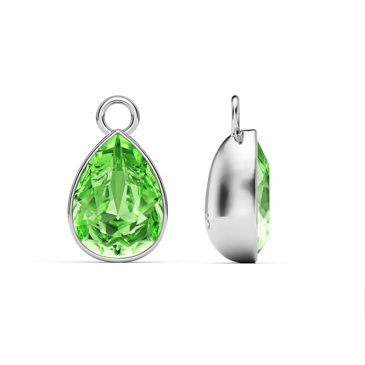 Statement Teardrop Mix Charms with Peridot Swarovski Crystals Rhodium Plated