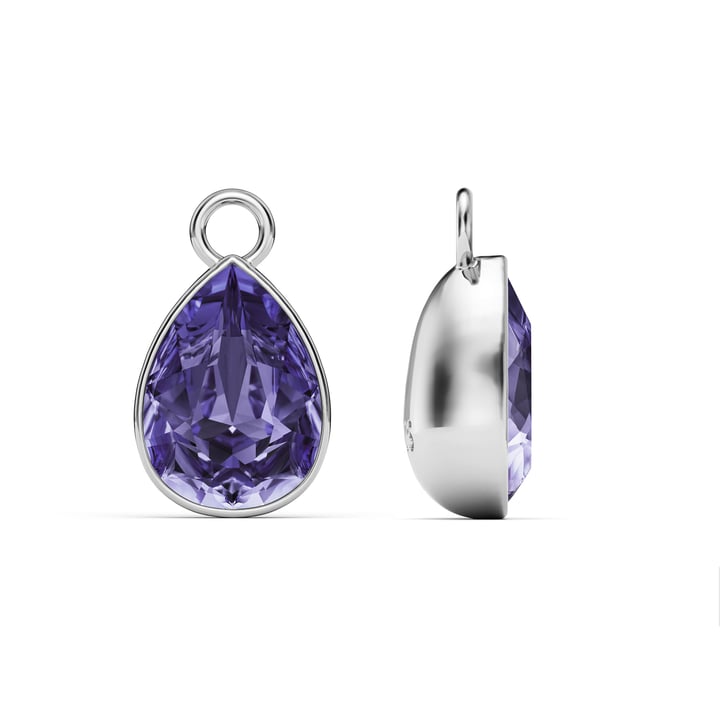 Statement Teardrop Mix Charms with Tanzanite Swarovski Crystals Rhodium Plated