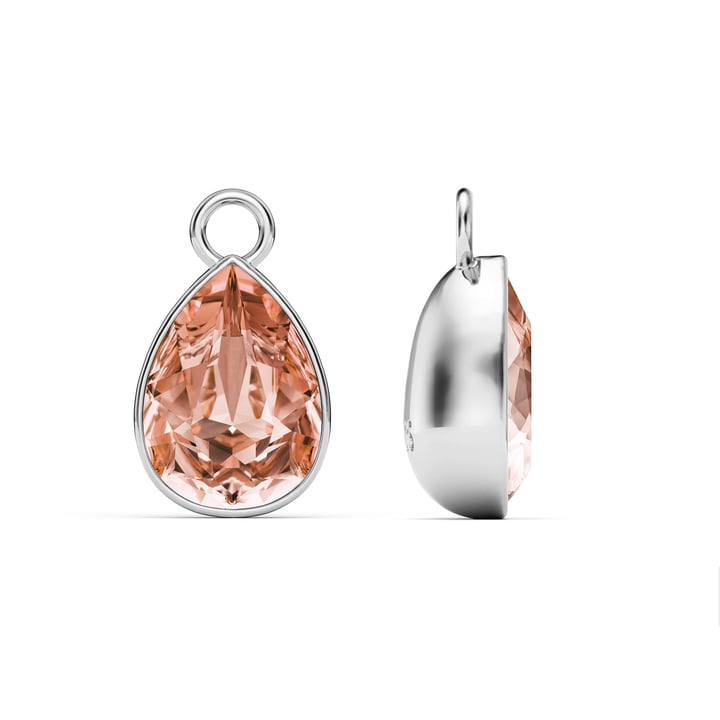Statement Teardrop Mix Charms with Vintage Rose Swarovski Crystals Rhodium Plated