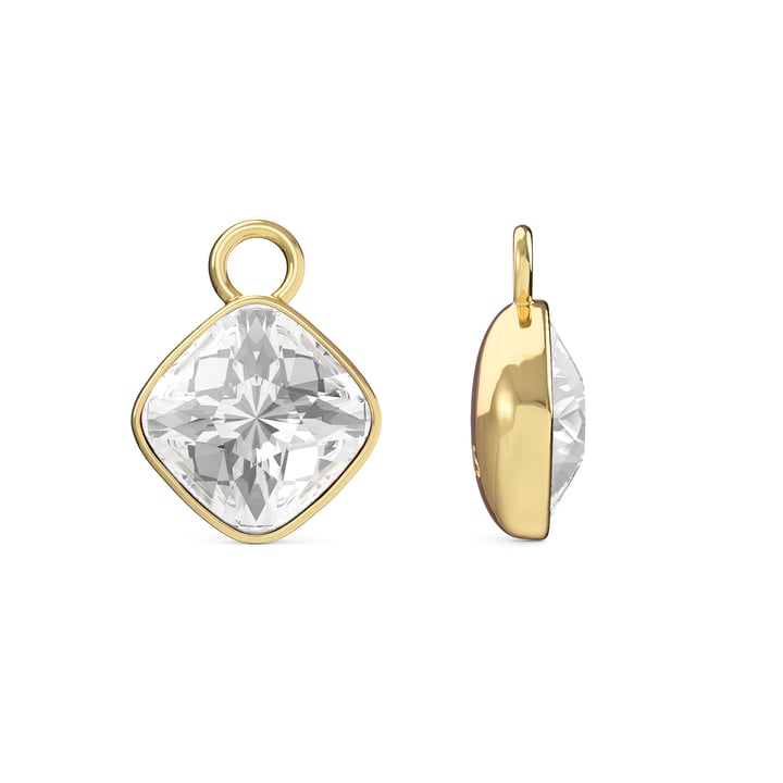 Cushion Mix Charms with Clear Swarovski Crystal Gold Plated