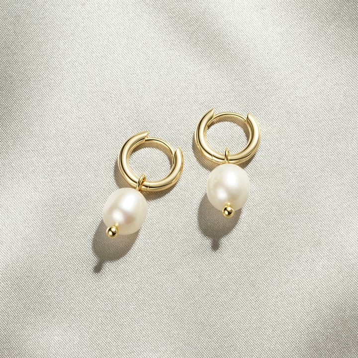 Oval Freshwater Pearl Drop Mix Charm Rose Gold Plated