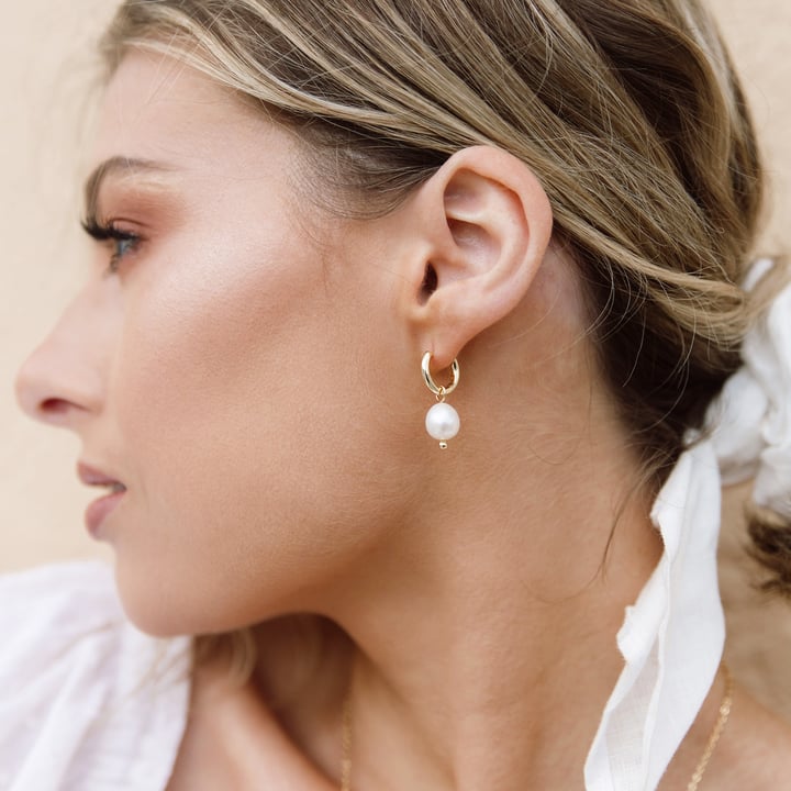 Oval Freshwater Pearl Drop Mix Charm Rose Gold Plated