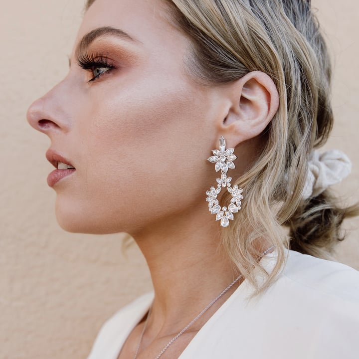 Charlotte Floral Drop Mix Charms Clear Rhodium Plated