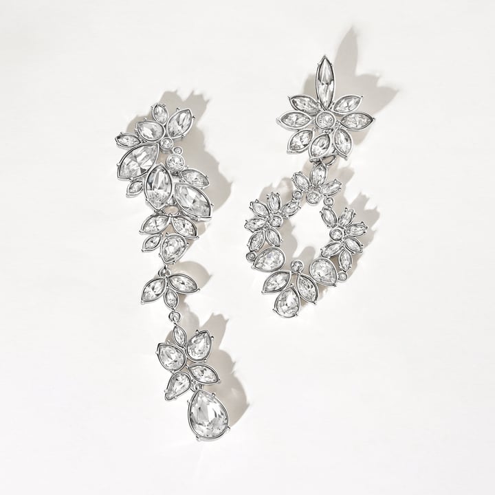 Tatiana Floral Drop Mix Charms Clear Rhodium Plated