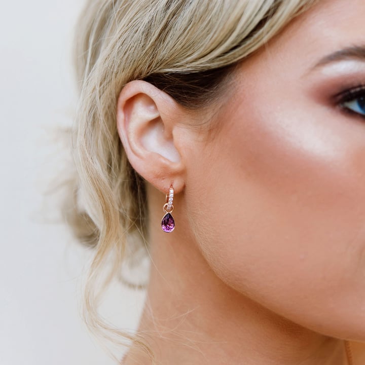Petite Teardrop Mix Charms with Iris Crystals Rose Gold Plated