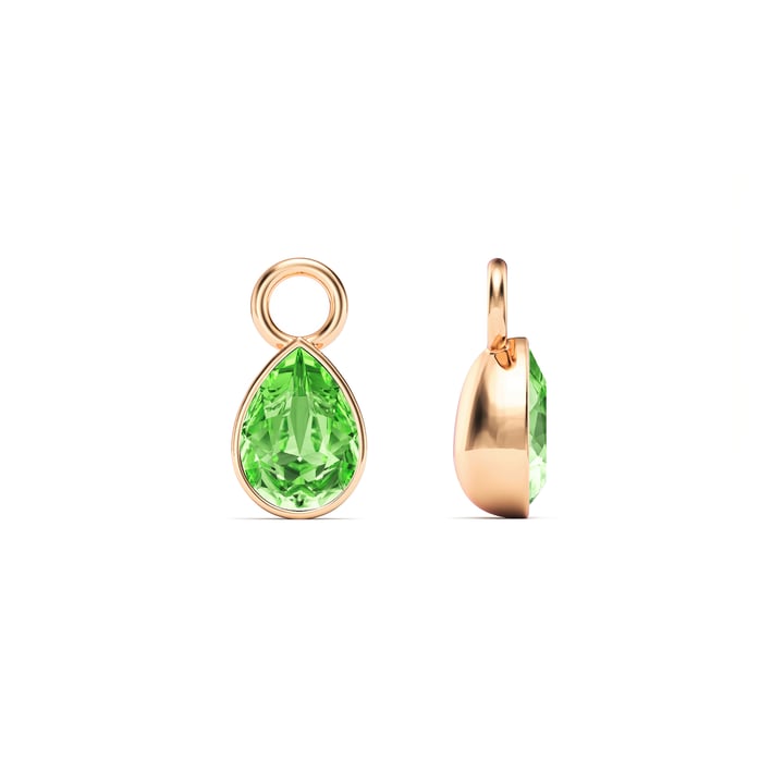 Petite Teardrop Mix Charms with Peridot Crystals Rose Gold Plated