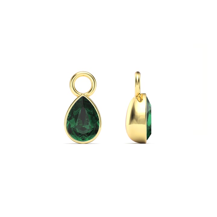 Petite Teardrop Mix Charms with Emerald Crystals Gold Plated
