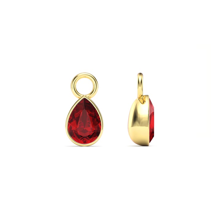 Petite Teardrop Mix Charms with Light Siam Crystals Gold Plated