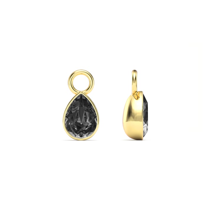 Petite Teardrop Mix Charms with Crystal Silver Night Crystals Gold Plated