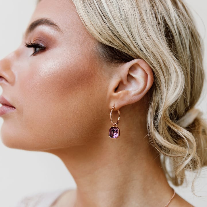 Asscher Mix Charms with Iris Crystals Rose Gold Plated