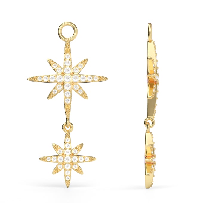Polaris Statement Drop Star Mix Charms Clear Crystals Gold Plated
