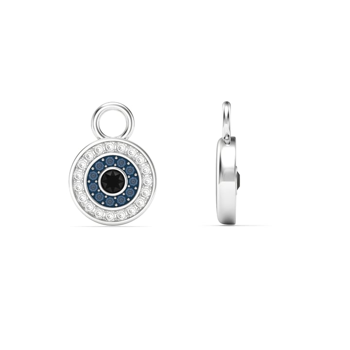 Evil Eye Circle Mix Charms Blue Crystals Rhodium Plated
