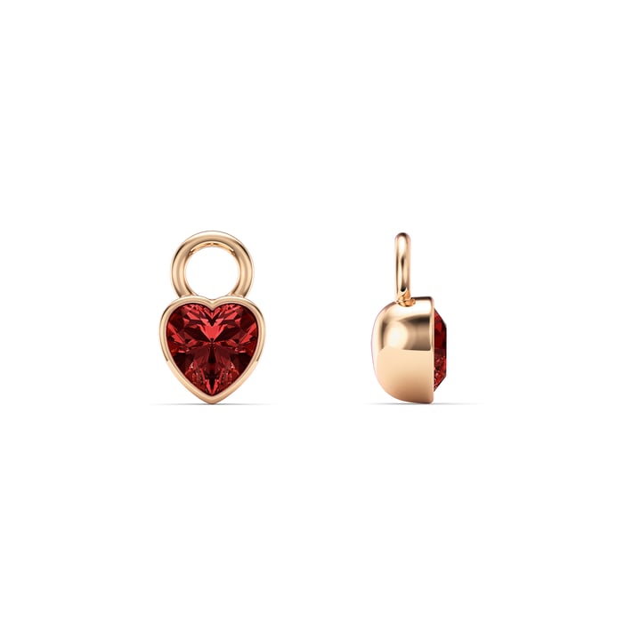 Petite Heart Solitaire Mix Charms Ruby Crystals Rose Gold Plated