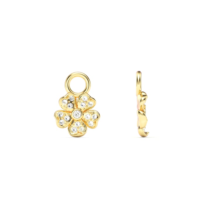 Cherry Blossom Flower Mix Charms Clear Crystals Pave Gold Plated