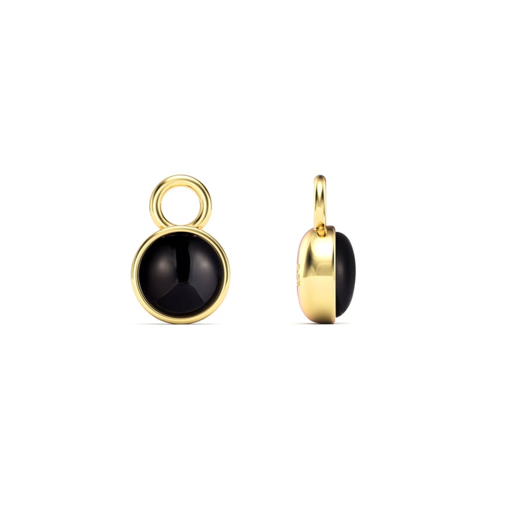 Round Petite Cabochon Mix Charms Black Onyx Gold Plated