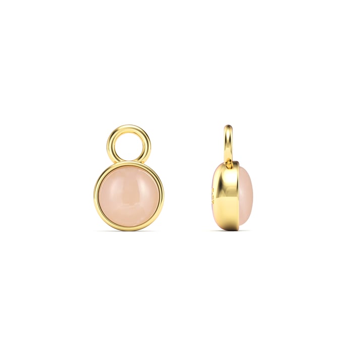 Round Petite Cabochon Mix Charms Rose Quartz Gold Plated