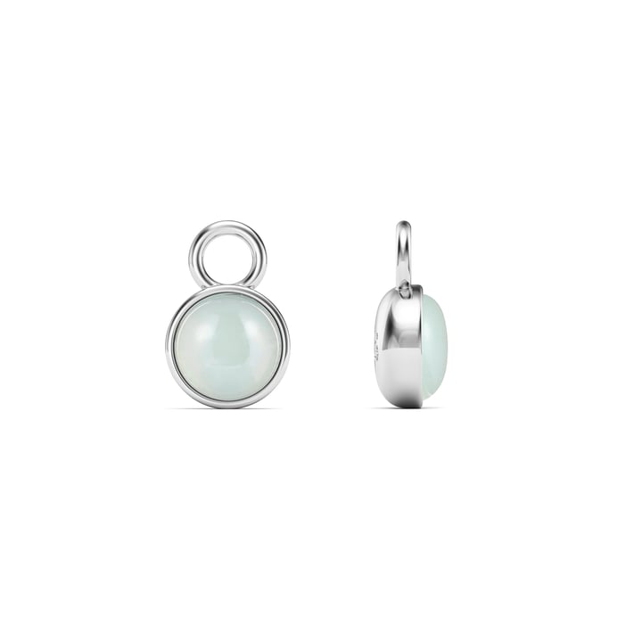 Round Petite Cabochon Mix Charms Amazonite Rhodium Plated