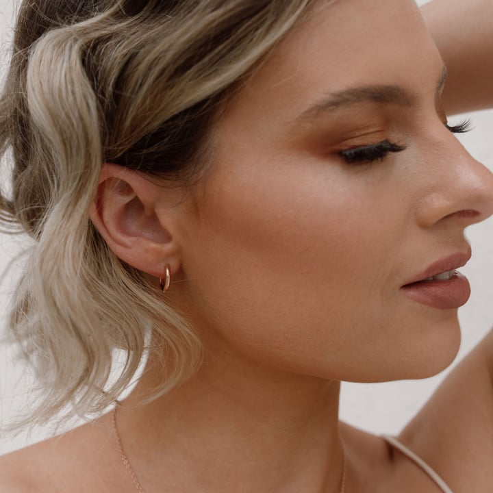 Minimal Mix Hoop Carrier Earrings in Sterling Silver Clear Rhodium Plated