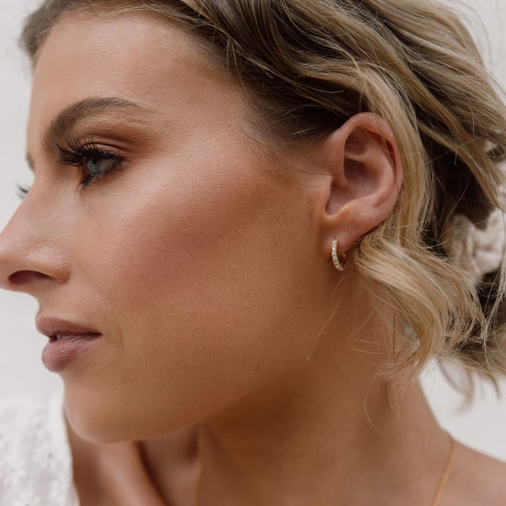 Eternity Metro Mix Hoop Carrier Earrings in Sterling Silver Clear Rose Gold Plated