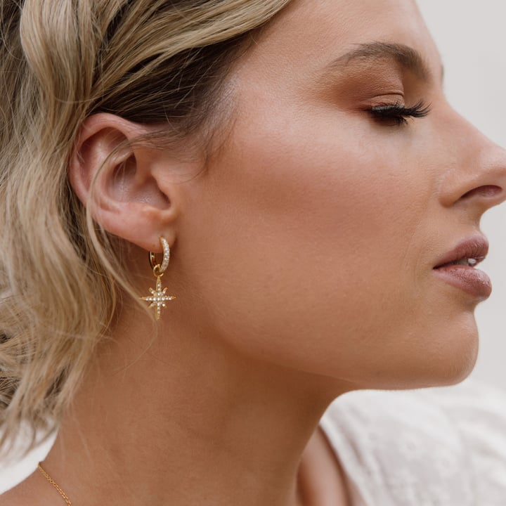 Eternity Metro Mix Hoop Carrier Earrings in Sterling Silver Clear Gold Plated