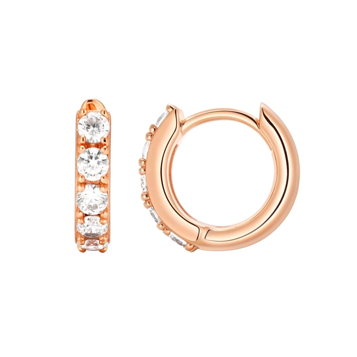 Eternity Bold Mix Hoop Carrier Earrings in Sterling Silver Clear Rose Gold Plated