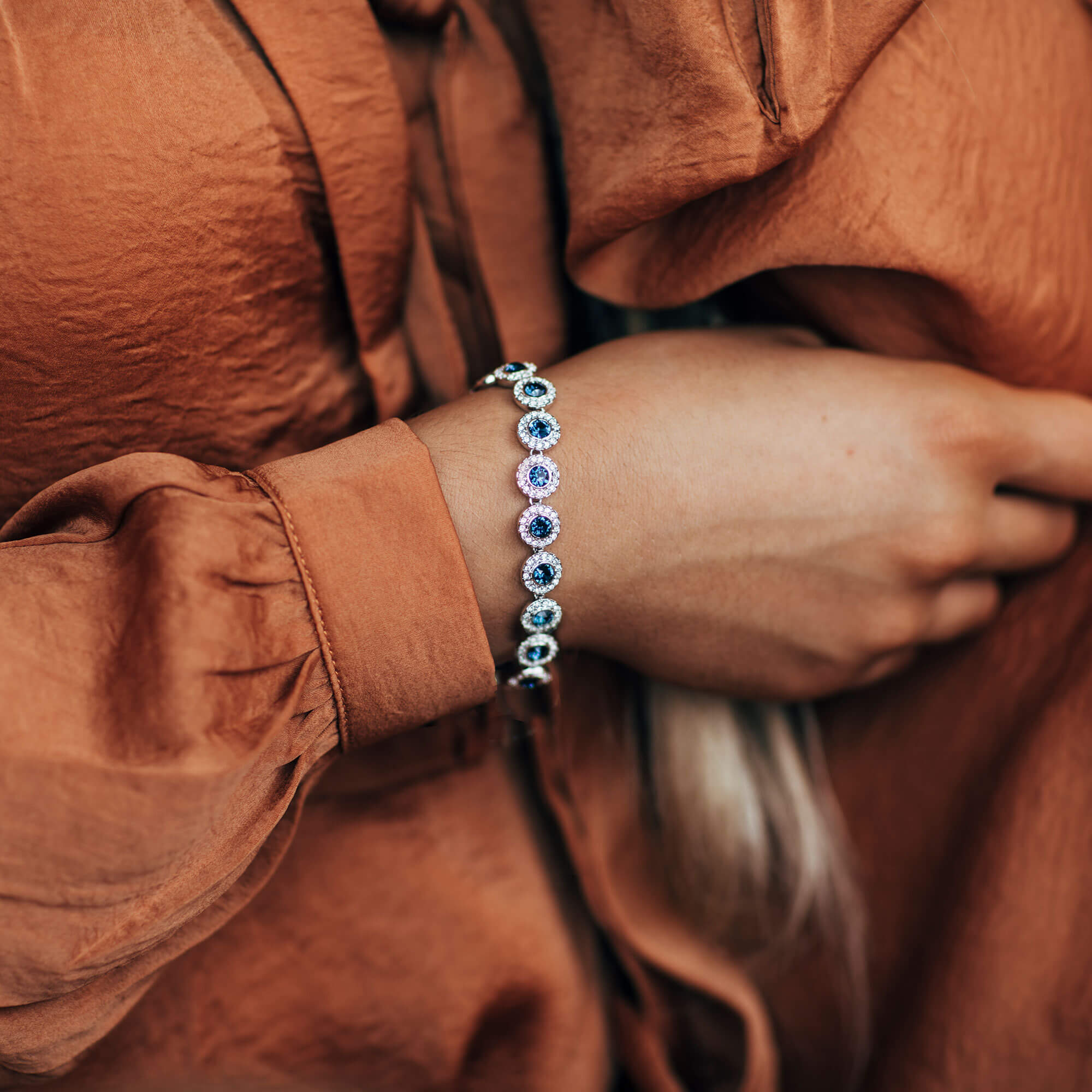 Angelic Tennis Bracelet Montana Crystal Rhodium Plated