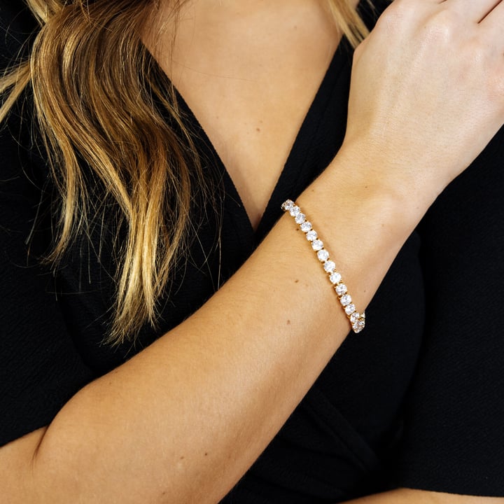 Jazz Tennis Bracelet with 5mm Clear Cubic Zirconia Bridal Gold Plated