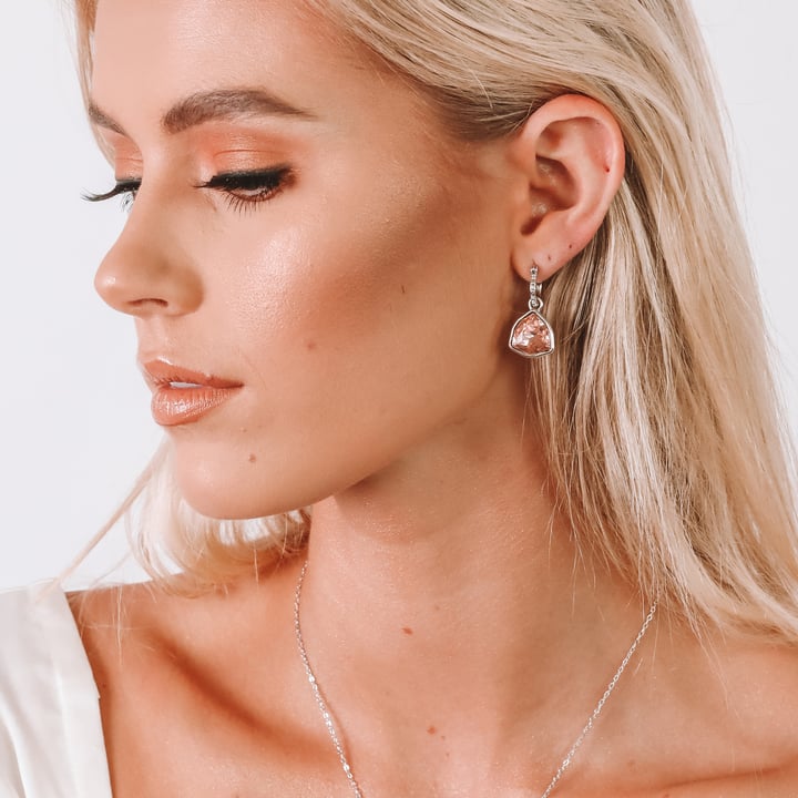 Trillion Statement Mix Hoop Earring Charms made with Vintage Rose Swarovski Crystals Rhodium Plated