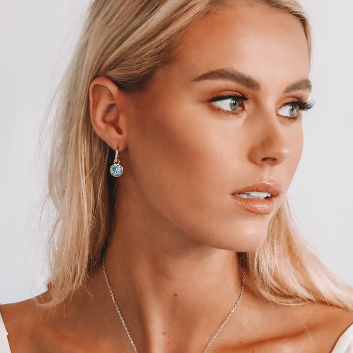 Bella 2 Carat Mix Charms with Aquamarine Swarovski Crystals Rhodium Plated