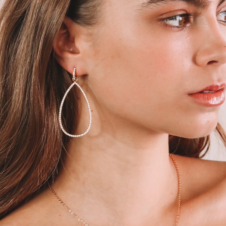 Eternity 11mm Mix Hoop Carrier Earrings with Clear Crystals Rose Gold Plated