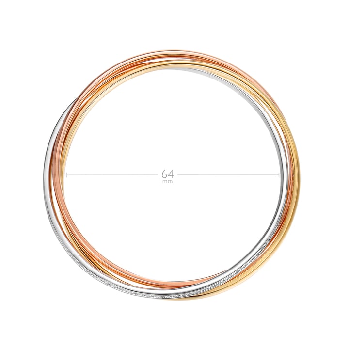 Trinity Interlocking Bracelet Bangle with Swarovski Crystals Tri Gold Plated