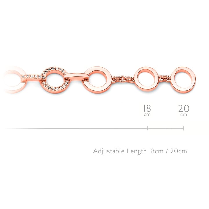 Circle Statement Bracelet Clear Crystal Rose Gold Plated