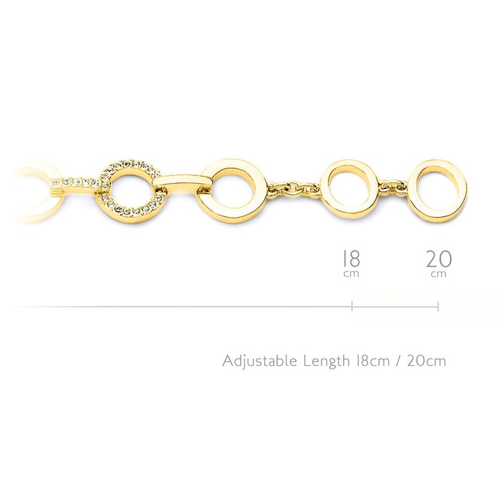 Circle Statement Bracelet Clear Crystal Gold Plated