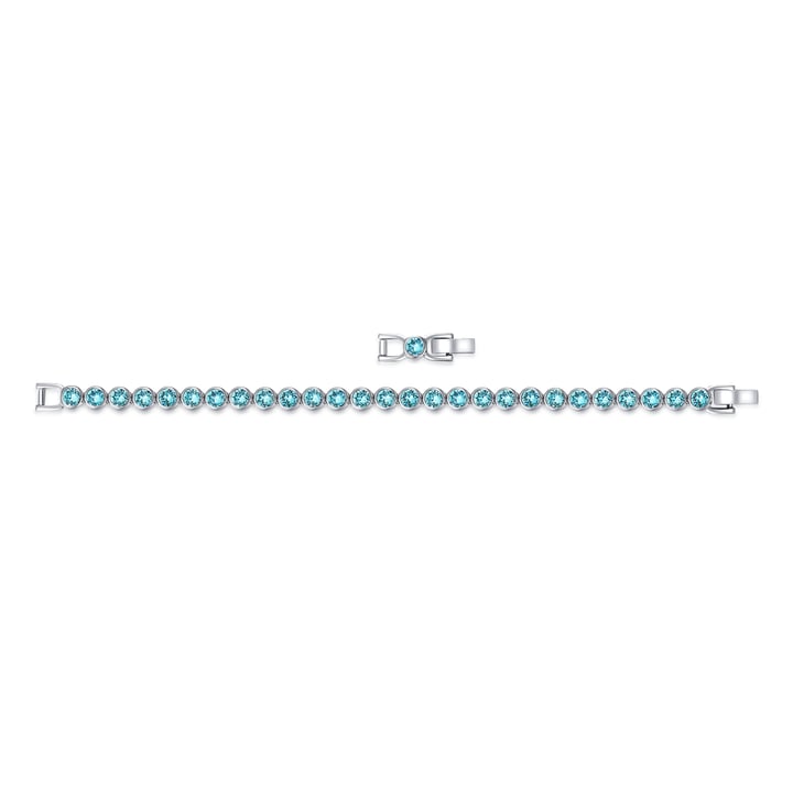 Tennis Bracelet with Light Turquoise Swarovski Crystal Rhodium Plated