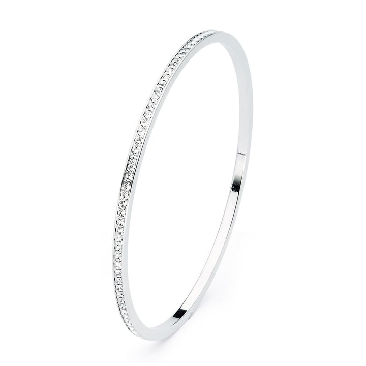MYJS Trinity Magic Bangle with Clear Crystals Rhodium Plated