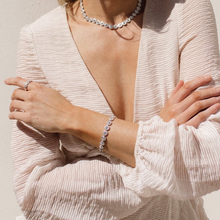 Angelic Tennis Bracelet Clear Crystal Rhodium Plated