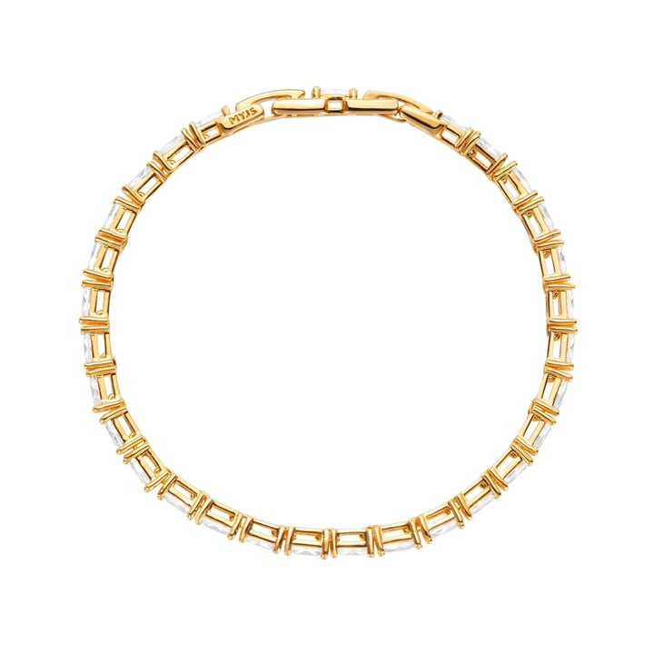 Jazz Tennis Bracelet with Baguette Cut Clear Cubic Zirconia Bridal Gold Plated