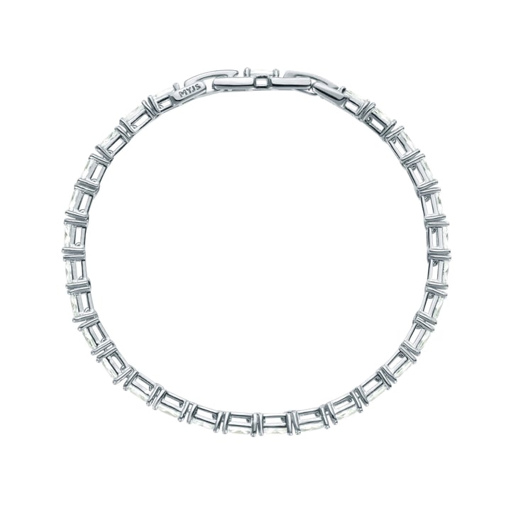 Jazz Tennis Bracelet with Baguette Cut Cubic Zirconia Rhodium Plated