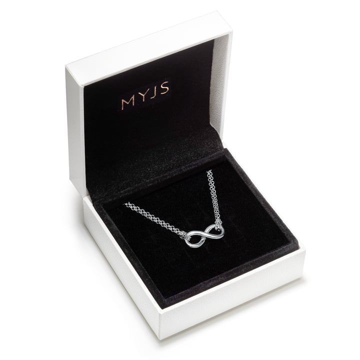 Double Chain Infinity Necklace Rhodium Plated