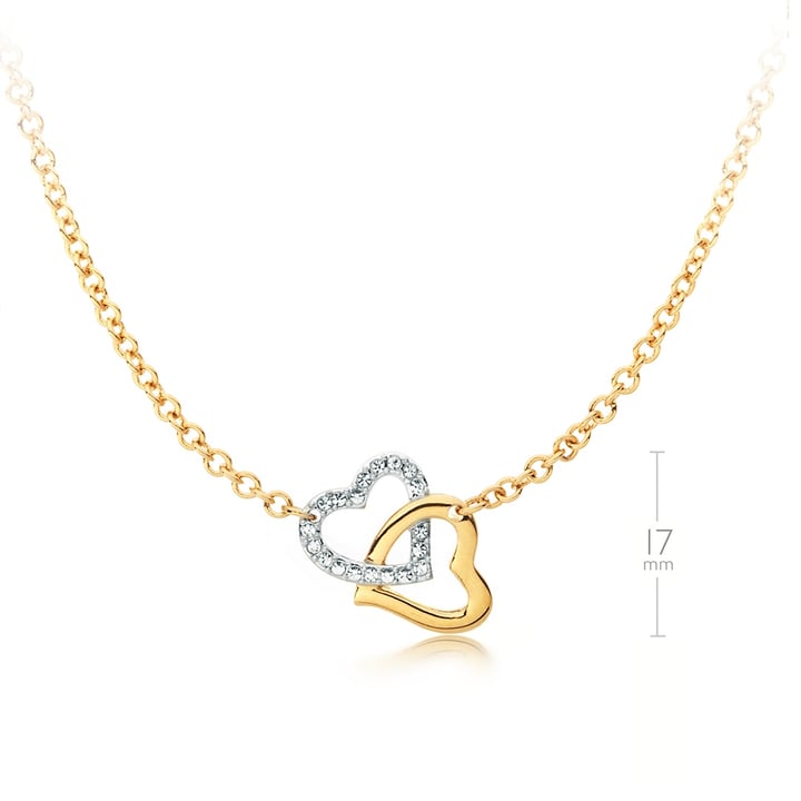 MYJS Match Heart Necklace Two Tone Pendant with Swarovski Crystals Valentine