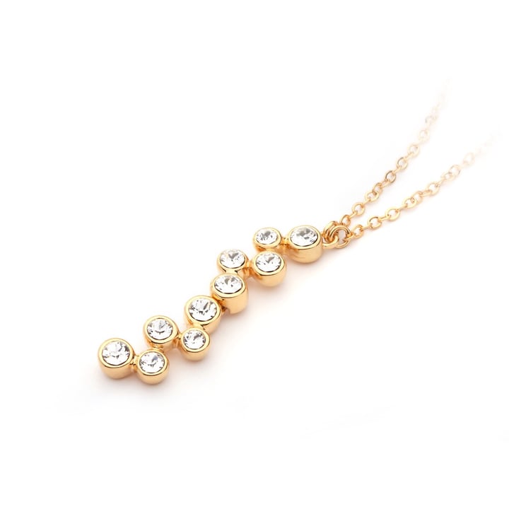 Fidelity Pendant with Blue Clear Swarovski Crystals Bubbles Drop Bridal Gold Plated