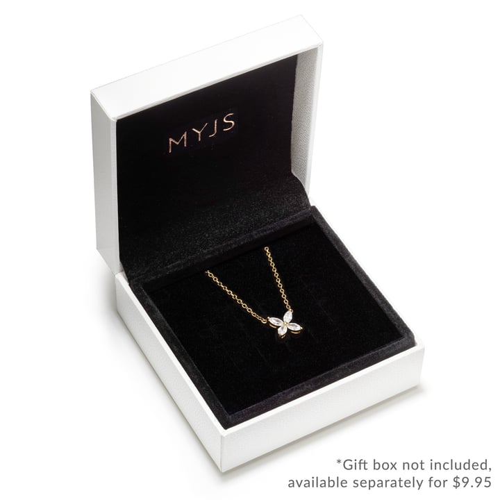 Victoria Flower Marquise CZ Pendant Necklace Bridal Gold Plated