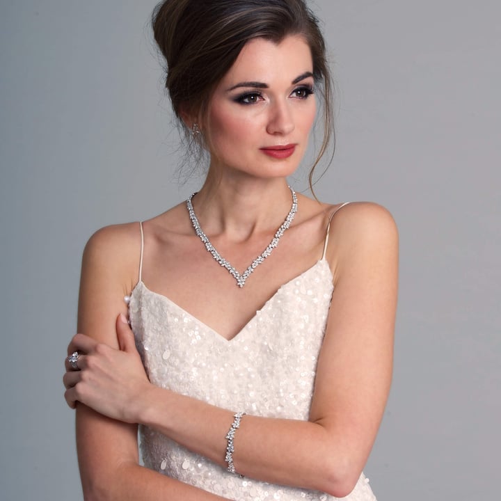 Enchanted V Necklace with Clear Swarovski Crystals Bridal