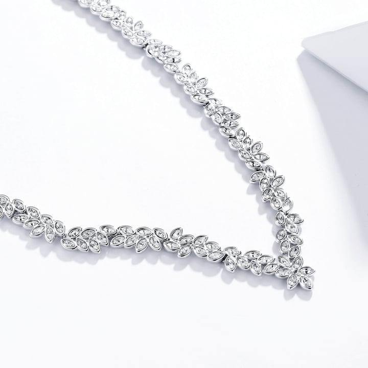 Enchanted V Necklace with Clear Swarovski Crystals Bridal