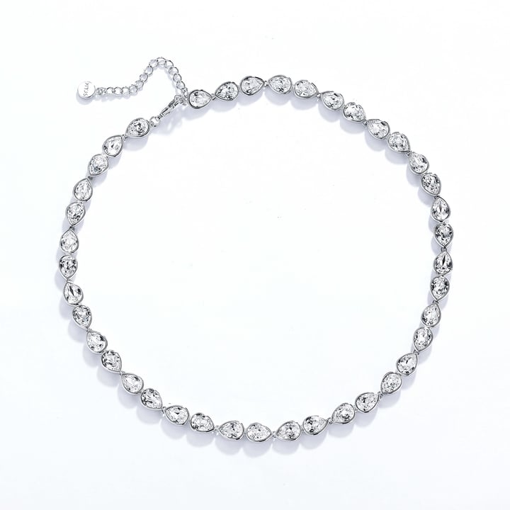 Talesia Necklace with Clear Swarovski Crystals Rhodium Plated Bridal
