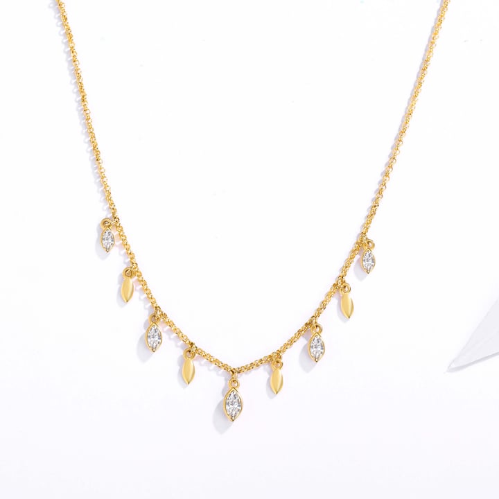 Mayfly Layer Necklace with Clear Swarovski Crystals Gold Plated