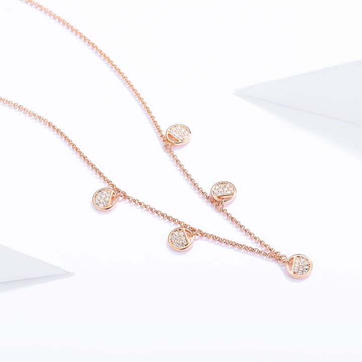 Ginger Layered Necklace with Clear Swarovski Crystals Rose Gold Plated
