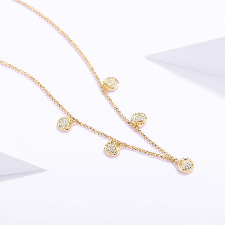 Ginger Layered Necklace with Clear Swarovski Crystals Gold Plated