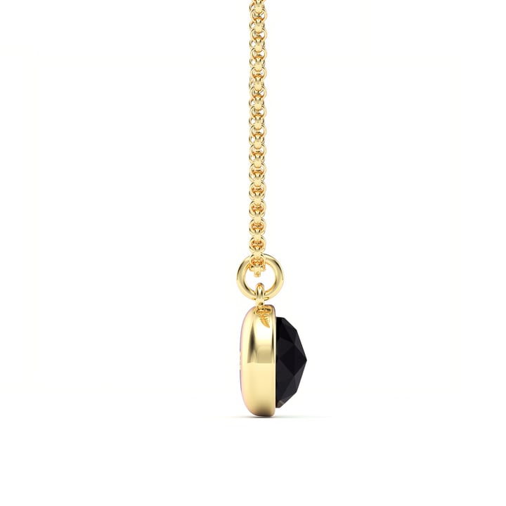 Round Rose Cut Black Onyx Pendant Gold Plated